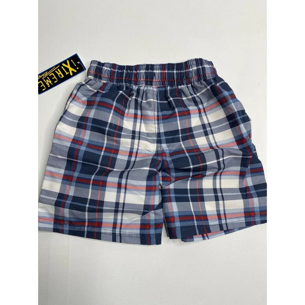 Xtreme Boys Toddler Blue Plaid Swim Trunks Shorts 24 months